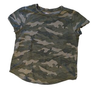 Green Camo Short Sleeve Tee Y2K Streetwear Soft Casual Top Size M